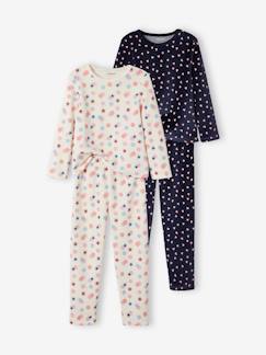 Mädchen-Pyjama, Overall-2er-Pack Mädchen Samt-Schlafanzüge BASIC