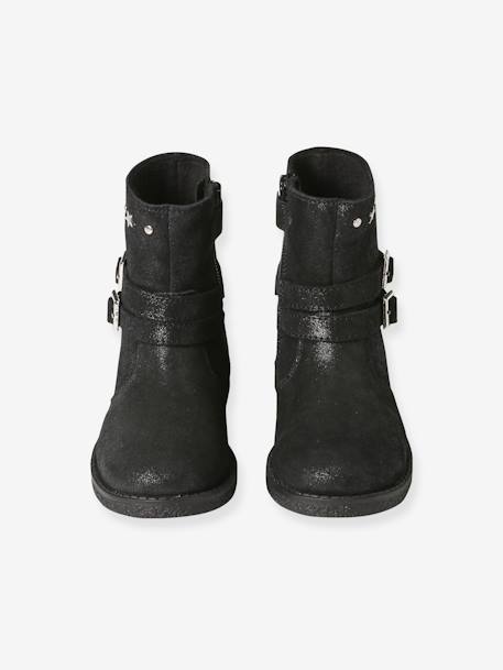 Boots en cuir fille collection maternelle noir 