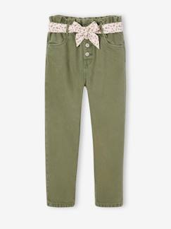Fille-Pantalon-Pantalon paperbag fille et sa ceinture foulard à fleurs