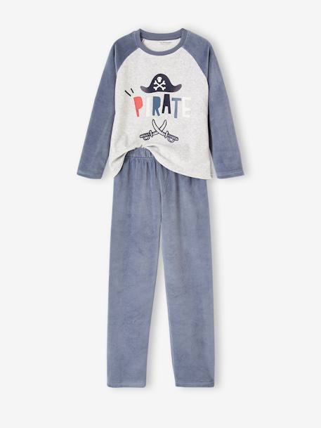 Lot de 2 pyjamas pirates en velours garçon bleu grisé 