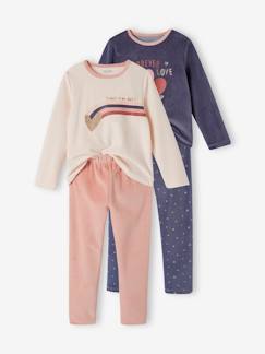 Mädchen-Pyjama, Overall-2er-Pack Mädchen Samt-Schlafanzüge „Love“