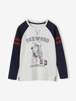 Garçon-T-shirt, polo, sous-pull-T-shirt motif chien animation badge garçon manches longues raglan