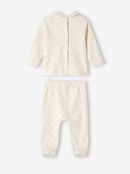 Lot de 2 pyjamas coeur  fluo bébé en interlock écru 
