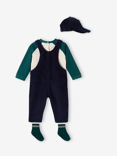 Baby-Set: Shirt, Latzhose, Cap & Socken nachtblau 