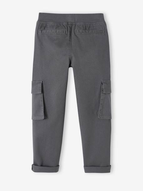 Pantalon cargo droit MorphologiK facile à enfiler garçon Tour de hanches FIN bronze+gris ardoise 