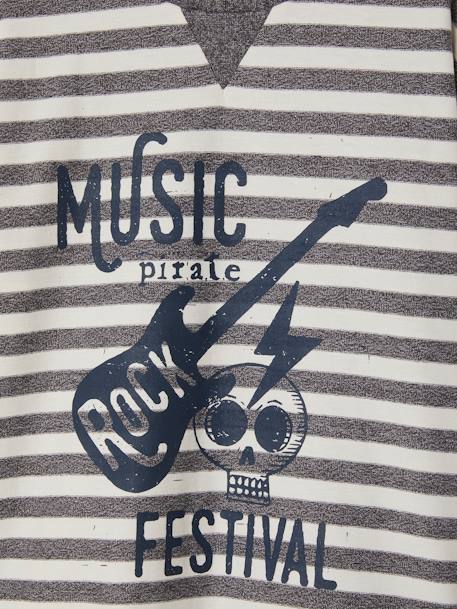 T-shirt rayé motif 'rock rebel' garçon rayé gris 
