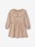 Mädchen Kleid mit Volantkragen beige kariert 