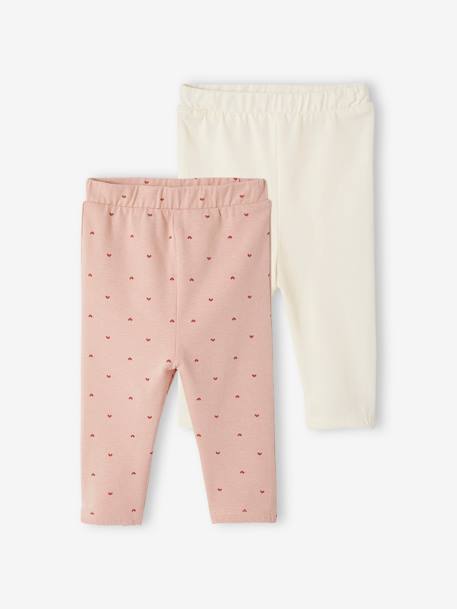 Lot de 2 leggings bébé rose poudré 