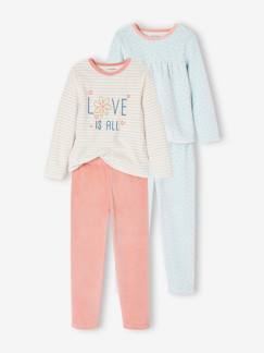 Mädchen-Pyjama, Overall-2er-Pack Mädchen Samt-Schlafanzüge, Blumen