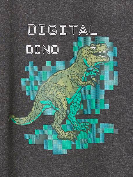 Jungen Shirt mit Dinoprint grau meliert 