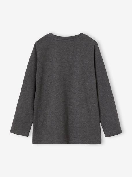 T-shirt digital dino effet pixel en relief garçon gris chiné 