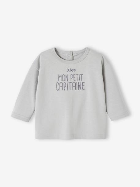 Baby Shirt, personalisierbar aqua+ecru 