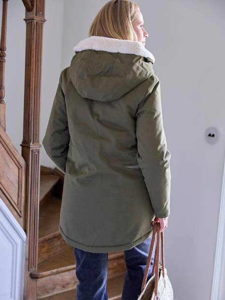 Umstands-Winterjacke mit Webpelz-Futter khaki 