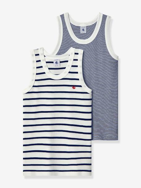 2er-Pack Jungen Unterhemden PETIT BATEAU, Bio-Baumwolle Pack blau 