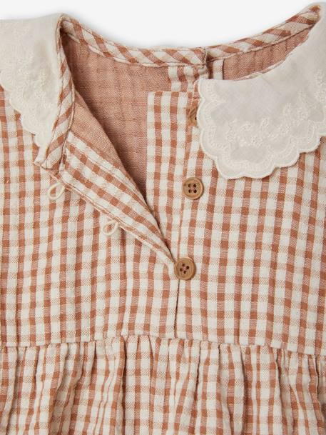 Mädchen Baby Kleid mit Vichykaro braun kariert 