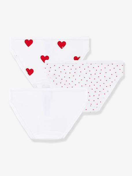 Lot de 3 culottes coeur en coton petite fille - PETIT BATEAU blanc coeurs 