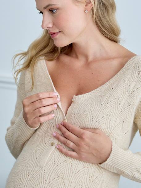Robe-pull courte devant/dos grossesse et allaitement écru 