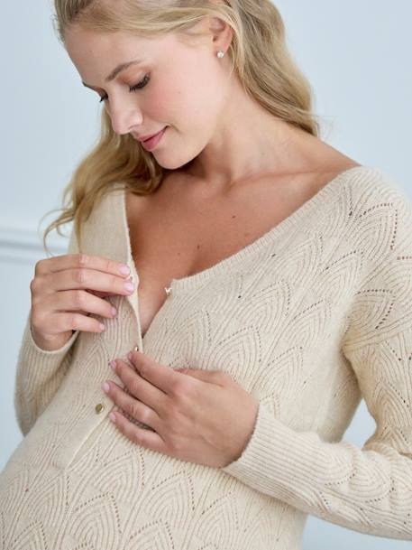 Robe-pull courte devant/dos grossesse et allaitement écru 