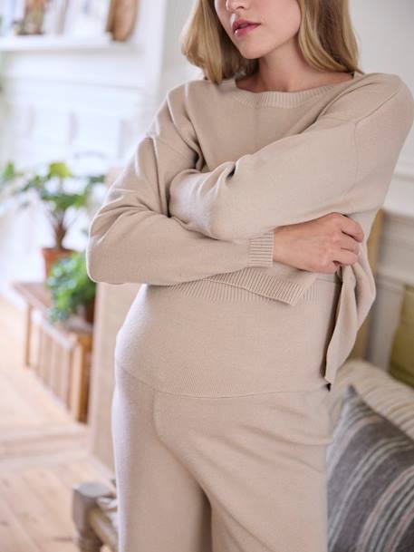 Homewear-Set: Sweatshirt & Hose für die Schwangerschaft Oeko-Tex puderbeige 