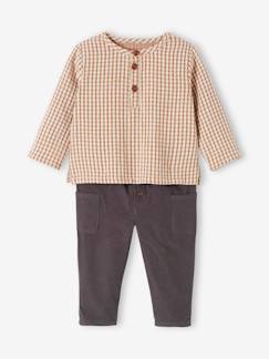 Bébé-Ensemble bébé chemise vichy + pantalon en velours