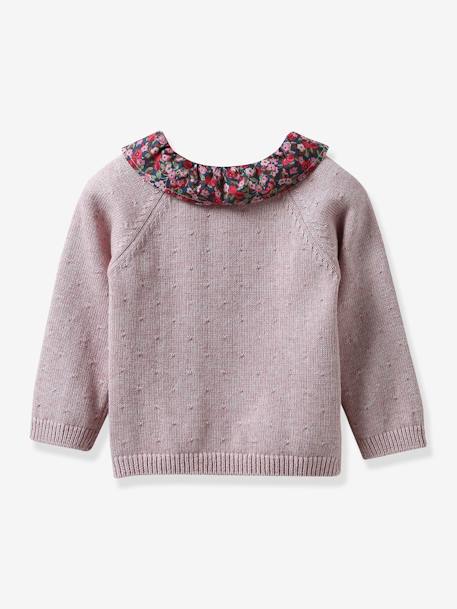 Pull Bébé col en tissu Liberty CYRILLUS rose imprimé 