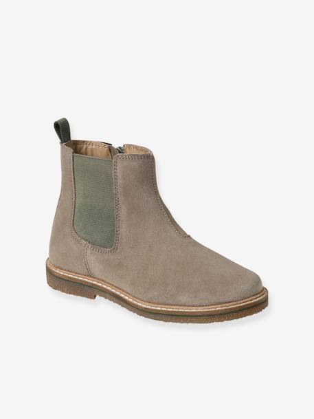 Boots cuir enfant zippées et élastiquées gris 