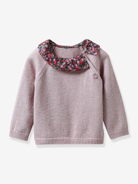 Baby Pullover mit Liberty-Kragen CYRILLUS rosa bedruckt 