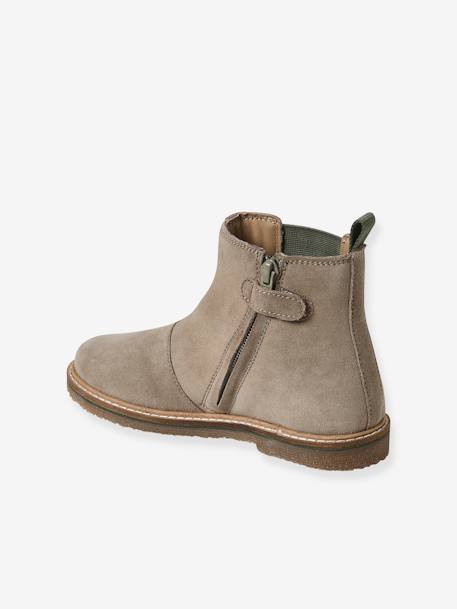Boots cuir enfant zippées et élastiquées gris 