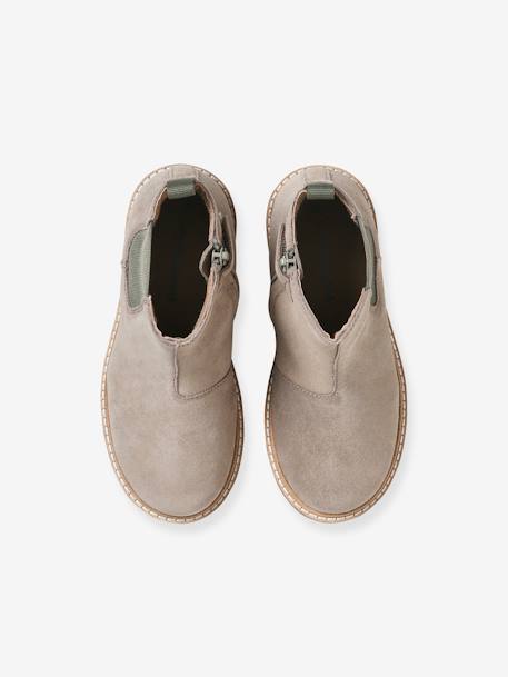 Boots cuir enfant zippées et élastiquées gris 