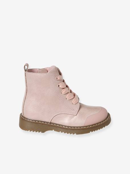 Boots lacées et zippées fille collection maternelle rose 