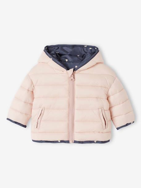 Wendbare Baby Steppjacke mit Recycling-Polyester dunkelblau+parme 