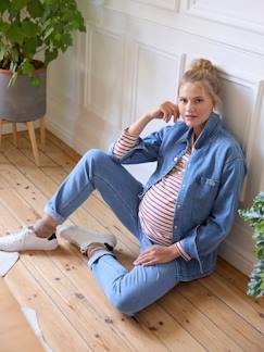 Umstandsmode-Bluse, Tunika-Jeansbluse für Schwangerschaft und Stillzeit