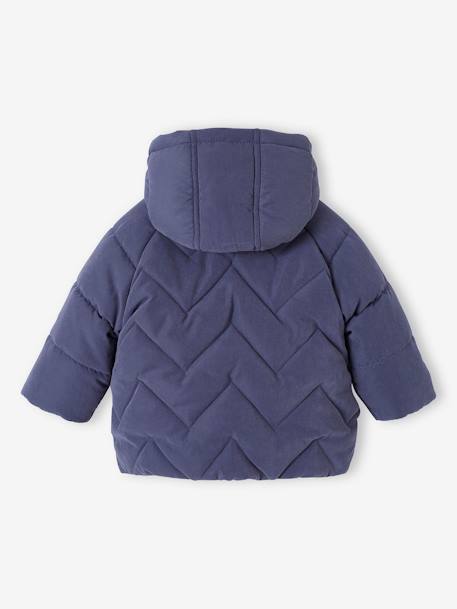 Manteau 3 en 1 bébé matelassé bleu ardoise+rose 