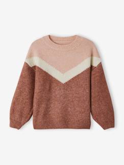 Pull effet colorblock fille