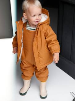 Baby-Mantel, Overall, Ausfahrsack-Baby-Set: Thermo-Regenjacke mit Webpelz und Matschhose, Recycling-Polyester