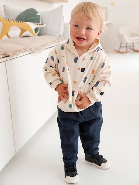 Ensemble bébé sweat en molleton et pantalon en sergé bleu nuit 