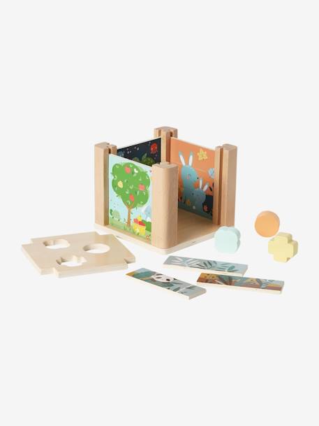 Cube d'éveil 2 en 1 : Puzzles et formes à encastrer en bois FSC® vert 