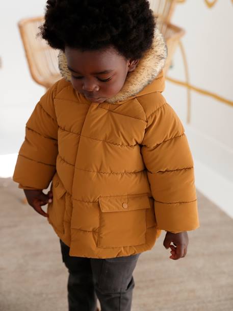 Jungen Baby Winterjacke mit Recycling-Polyester curcuma+indigo 