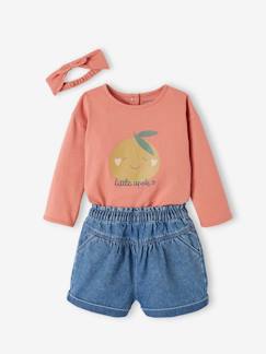 Baby-Mädchen Baby-Set: Shirt, Haarband & Shorts