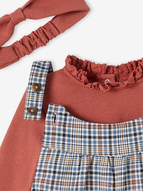 Mädchen Baby-Set: Latz-Shorts, Shirt & Haarband altrosa 