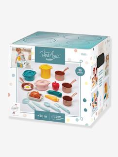Spielzeug-Nachahmungsspiele-Küche, Geschirr und Lebensmittel-Kinder Kochtopf-Set VERT AZUR ECOIFFIER