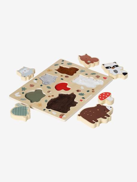 Puzzle chunky tactile en bois FSC® beige+marron 