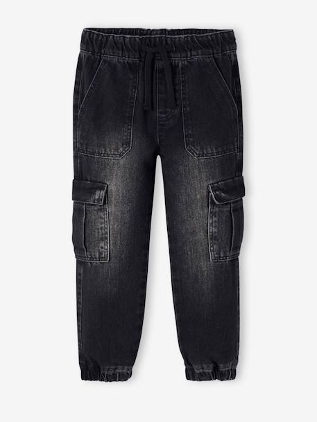 Pantalon battle denim garçon facile à enfiler denim black+double stone+stone 