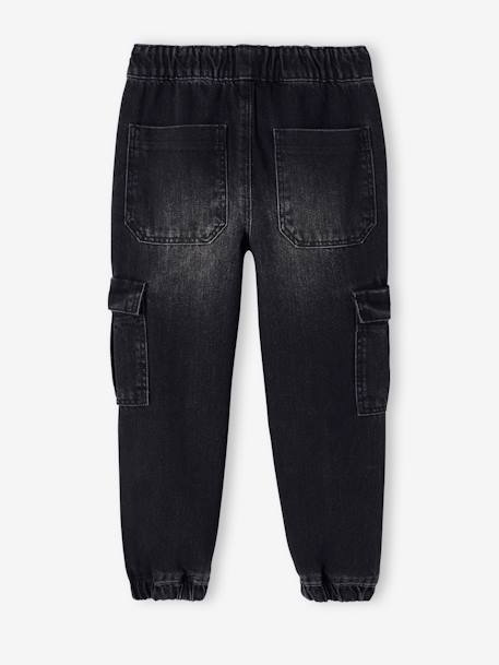 Pantalon battle denim garçon facile à enfiler denim black+double stone+stone 