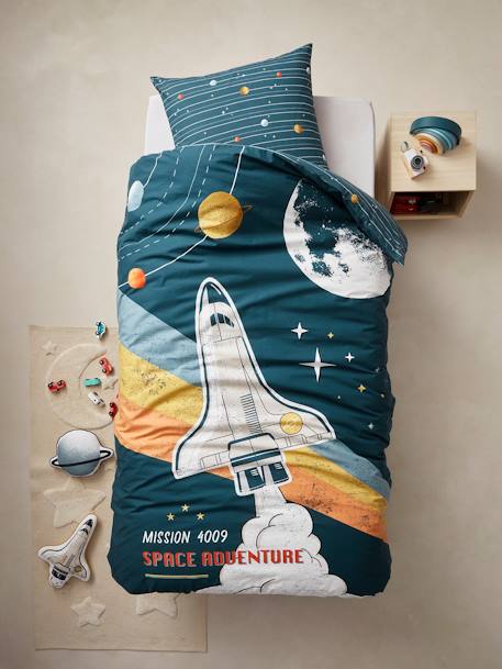 Kinder Bettwäsche-Set „Space Adventure“ mit Recycling-Baumwolle Oeko-Tex mehrfarbig 
