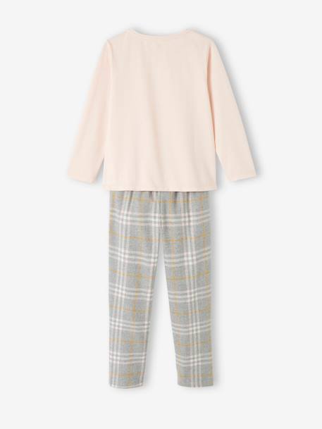 Pyjama en maille jersey et flanelle fille supercat rose pâle 