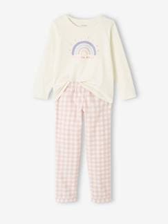 Mädchen-Pyjama, Overall-Mädchen Schlafanzug mit Flanellhose, Regenbogen