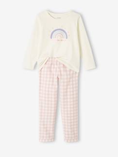 Pyjama fille arc-en-ciel en maille jersey et flanelle