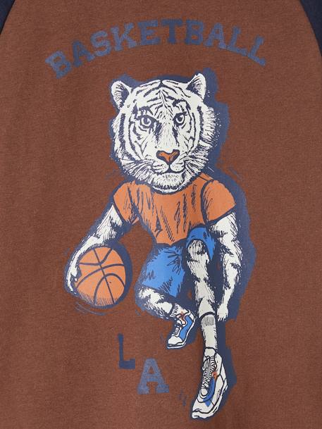T-shirt sport tigre basketteur garçon chocolat 