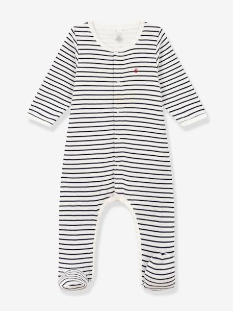 Baby 2-in-1-Strampler Bodyjama PETIT BATEAU weiss bedruckt 